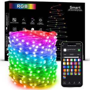 Brizled Smart RGB Color Changing Christmas Fairy Lights Pro, 66FT 200 LED Red Valentine String Lights/Green St. Patrick's Day Lights App & Voice Controlled, Music Sync Work with Google Home Alexa