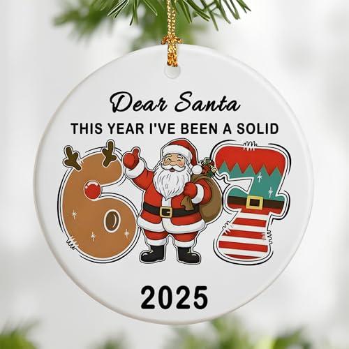 Funny Six Seven Christmas Ornament, 67 Meme, 6 7 Ornament, 6 7 Christmas Ornaments for Tree, Gen Alpha Xmas Gift, 67 Gifts Meme, Stocking Stuffers for Teens Pack of 2