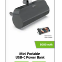 Mini Portable USB-C Power Bank 2 Phone Charges 5000 mAh