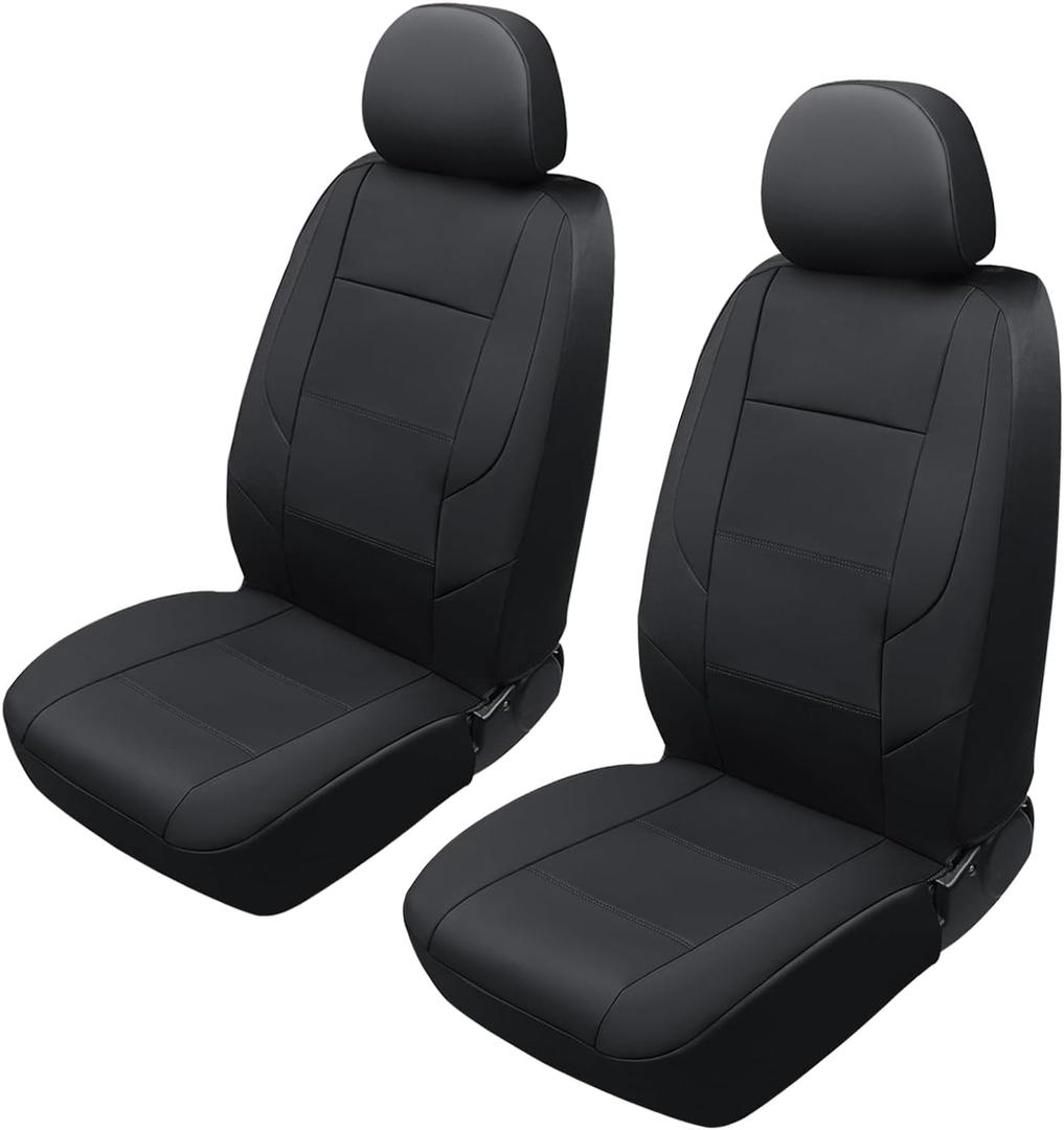 GIANT PANDA Front Car Seat Cover for Jeep, Leather Bucket Seat Covers Custom Fit Jeep Grand Cherokee Wrangler Compass Gladiator Wagoneer Renegade Liberty Patriot (Black)