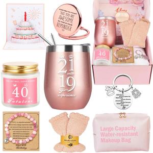 Awfrky 40th Birthday Gifts for Women, 40 Year Old Birthday Gifts for Women, 40th Birthday Gifts Basket for Best Friends Female Sister Mom Wife Daughter Her Girlfriend Coworker Bestie