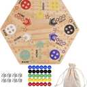 Original Marble Game Wahoo Board Game 24-Inch Double Side Painted Wooden Fast Track Board Game for 6 Player and 4 Player, 6 Colors 36 Glass Marbles 8 Dice for Family Game Night, Friends Party