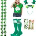 St Patricks Day Shirt Women Short Sleeve Summer T-Shirts Set,Clover Tee Costume Accessories,Irish Shirts for Girl (White), Size Small