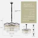 27.75" Black Clear Glass Crystal Chandelier 14-Light Modern Crystal Pendant Ceiling Light Fixture 4-Tier Luxury Glass Chandeliers,for Dining Room Kitchen Island Living Room Bedroom