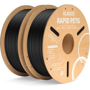 ELEGOO Rapid PETG Filament 1.75mm Black 2KG, High Speed Up to 600mm/s 3D Printer Filament Dimensional Accuracy +/- 0.02 mm, 1kg Cardboard Spool(2.2lbs) Fits for Most FDM 3D Printers