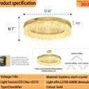 Modern Crystal Chandelier for Living Room Flush Mount Ceiling Light for Dining Room Gold 32in