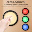 RGBW Color Changing Puck Lights with Wireless Remote - 16 Colors Dimmable Under Cabinet, Battery Powered LED Push Puck Lights with Timer & Memory Function, Black (3 Pack)