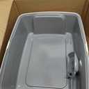 Amazon Basics Large Cat Litter Box with High Sides, Open Top for Easy Access, Includes Scoop with Storage, 19" x 15" x 11.75", Grey/Beige