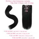 Seamless Sleek Straight Clip in Hair Extensions Seamless Real Human Hair, 18 Inch 1Pack 130g 7Pcs Human Hair Extensions for Women Natural Black