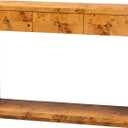 bali & pari Netra Real Burl Wood Console Table, 3-Drawer, Orange Mappa