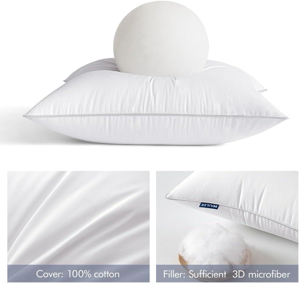 MIULEE 20x20 Pack of 2 Throw Pillow Inserts with 100% Cotton Cover, Decorative Pillow Inserts Fluffy and Cozy for Bed Couch Indoor (20x20 Inch (Pack of 2))
