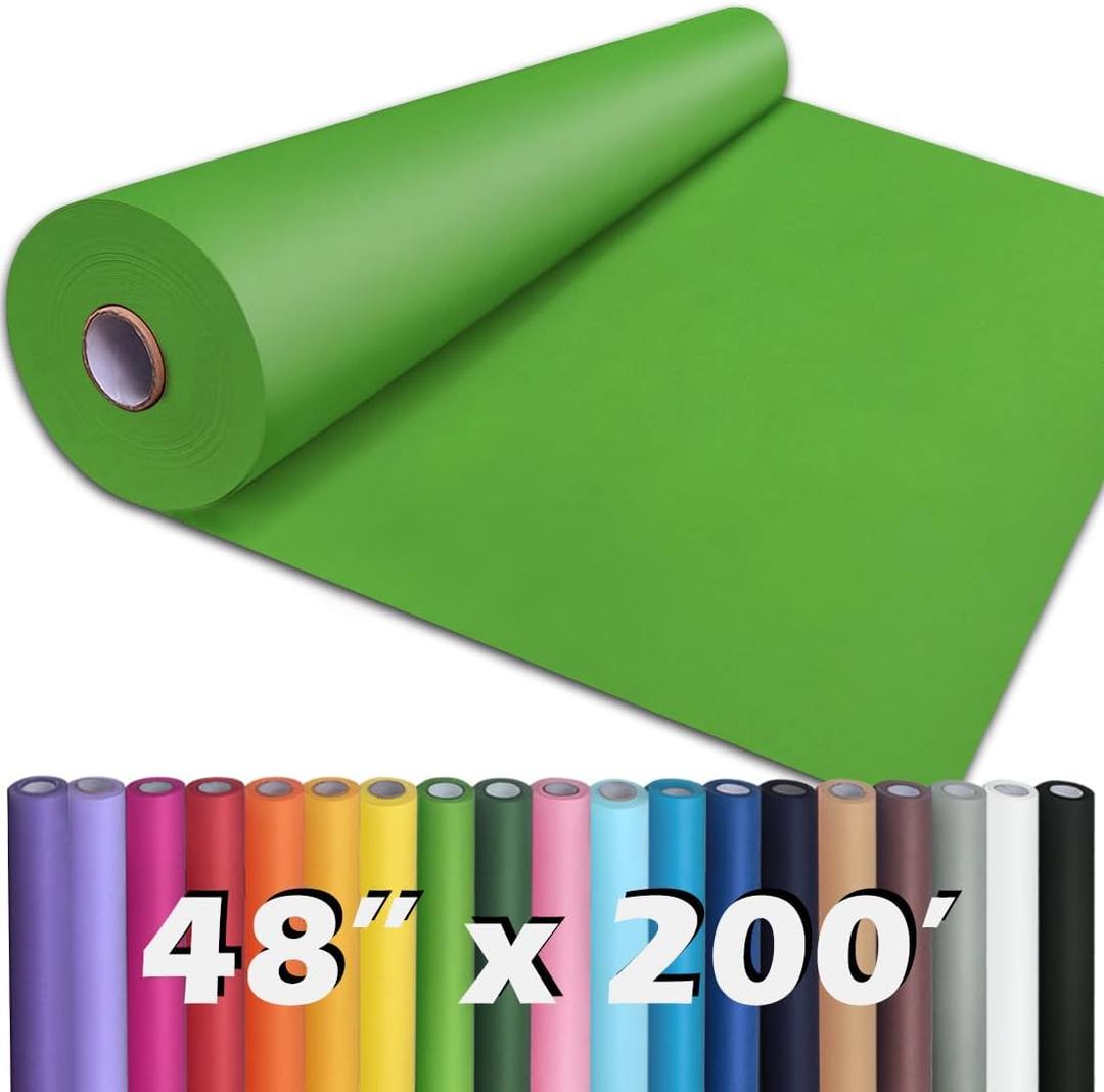 PerkHomy 48" x 2,400" (200') Medium Green Kraft Paper Roll for Craft Bulletin Board Paper Art Table Covering Crafting Gift Wrapping Bouquet Packing Parcel 80GSM 55LB (Medium Green, 48" x 200')