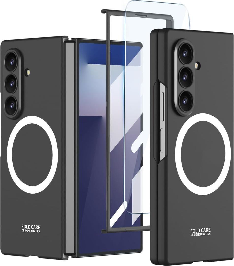 for Samsung Galaxy Z Fold 7 Case with Built-in Front Screen Protector, [Compatible with Wireless Charging] Hard PC Slim Shockproof Protective Cover for Samsung Galaxy Z Fold 7(Black)
