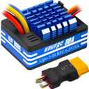 GOUPRC 80A 2S-3S LiPo Metal Brushed ESC Electronic Speed Controller T-plug/XT60 Plugs for 1/10 RC Car RC Boat for Use with 540/550/750 Motors
