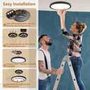 15.8 Inch 6PK LED Flush Mount Ceiling Light, 32W, 3480LM, 3000K/4000K/6000K CCT Selectable, Black Ultra-Slim Low Profile Round Flat Panel Light for Bedroom,Kitchen,Hallway