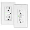 DEWENWILS 2-Pack GFCI Outlet 15Amp, GFCI Outlet Tamper Resistant(TR), Weather Resistant(WR) GFI Receptacle with Self-Test, LED Indicator, Wall Plate Included, Indoor or Outdoor, UL Listed, White