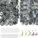 200 Sets Button Maker Supplies, 32mm / 1.26 inch Button Supplies Buttons Parts, (Approx. 1.25 inch) Metal Blank Badge Parts with Blank Paper for Buttons Maker Machine Pin Maker Press