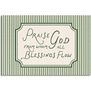 OAOPIC Christian Jesus Canvas Wall Art, Praise God From Whom All Blessings Flow Poster, Green Striped Bible Verse Print, Religious Scripture Hymn Quote Painting for Prayers 8x12in Unframed