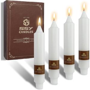 Dripless Taper Candles White Candlesticks,7Inches Short Tapered Candle Tall Candle Sticks Colorful Dinner Candles for Home Decor Women Gift Idea,4pcs (18D4PC-WHITE)