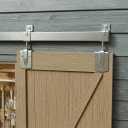 JUBEST 6.6FT Box Rail Exterior Barn Door Hardware Kit, Heavy-Duty Silver Sliding Barn Door Track System, Wall Mount Door Hardware Kits (Door Not Included)