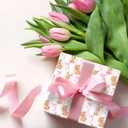 JarThenaAMCS 6 Sheets Easter Wrapping Paper -Not Roll- Coquette Pink Bow Bunny Rabbit Gift Wrap Paper Folded Flat for Spring Birthday Baby Shower DIY Crafts, 27.6 x 39.4 Inch
