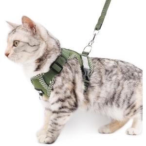 Cat Harness and Leash Escape Proof Extra Large Kitten Harness Maine Coon Cat Vest for Walking Travel, Dark Green, XL