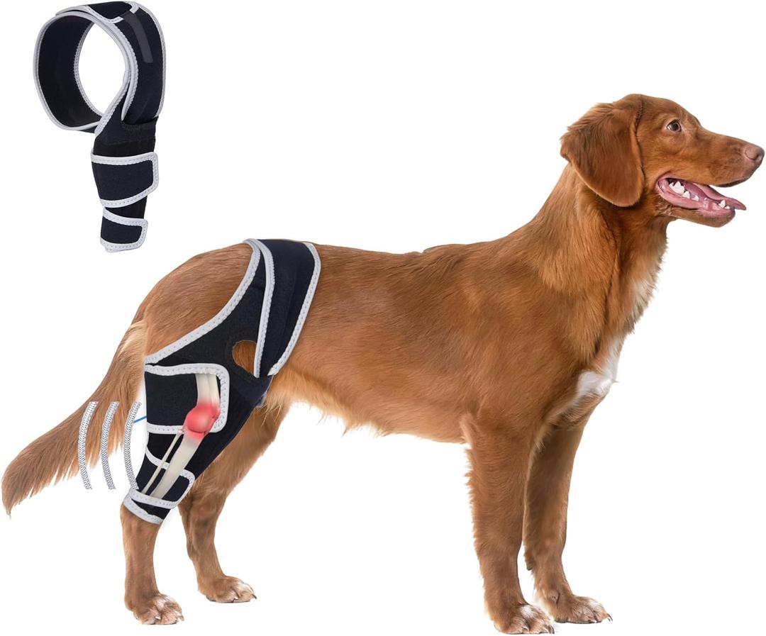 Dog Knee Brace for Torn ACL Hind Leg, Adjustable Dog Leg Braces Rear Leg or Front Legs with Cruciate Ligament Injuries, Warm Joint Pain Relief CCL Brace for Pets Knee Support Universal Four Legs, XL (Navy black)