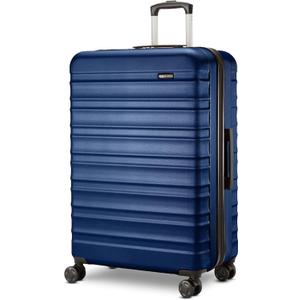 Amazon Basics 26" Hardside Medium Checked Luggage, Hardshell Suitcase With Wheels, Expandable For Up to 15% More Space, With Scratch-Resistant Surface, Four Multi-directional Wheels, Navy Blue