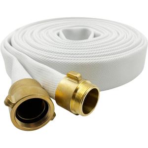Fire Hose - 2 inches x 50' Lay Flat Water Hose - White Industrial Firehose - NPSH/NPT Couplings