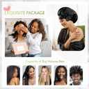 2 x BONNET QUEEN Silk Bonnet for Sleeping Satin Bonnet with Tie Hair Wrap Double Layer Sleep Cap for Women Curly Hair, Black Silver (Medium)