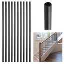 Iron Stair Balusters 5/8" Round 44" Long - 15-Pack Hollow Wrought Iron Plain Spindles for Classic Indoor Staircases，Satin Black