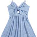 Floerns Women's Boho Floral Print Twist Front Cami A Line Mini Dress Bonnie Blue, Small
