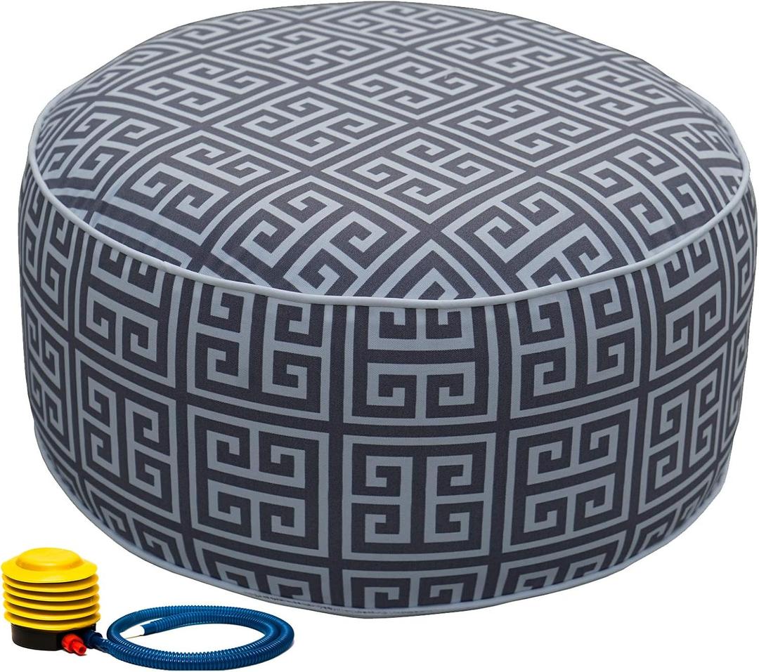 Kozyard Inflatable Ottoman Stool - Portable Round Pouf for Indoor/Outdoor Use - Perfect Small Foot Rest or Seating for Kids and Adults - Ideal for Camping or Home (Abstract Square)