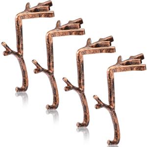 Vicenpal 6 Pcs Fireplace Stocking Garland Hanger for Mantel 2 in 1 Christmas Stocking Holder Two Hooks Durable Wrought Iron Metal Hanger with Padded for Holiday Xmas Home Shelf Decor (Retro Bronze)