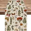 Mushroom Table Runner Vintage Forest Plants Mushroom Table Cover for Kitchen Dining Indoor Outdoor Party Decor, 13 x 72 Inch