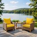 MIULEE Yellow Outdoor Seat Cushion 24x24 Inch Set of 2 Waterproof & 3 Year Fade Resistant Deep Seat and Back Cushion for Patio Furniture Chair Sofa Couch with Handle and Adjustable Straps