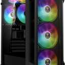 GAMDIAS ATX Mid Tower Gaming Computer PC Case Tempered Glass, Built-in 4X 120mm ARGB Case Fans, Front Airflow Mesh, Up to 6x120mm Fans, 340mm GPU/VGA, 360mm AIO/Radiator, 160mm CPU Cooler