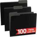 100 Packs Black File Folder,Manilla File Folders Letter Size,1/3-Cut Tabs,8.5x11 File Folders for Office Filing,School Projects and Home,Organizer File Folder