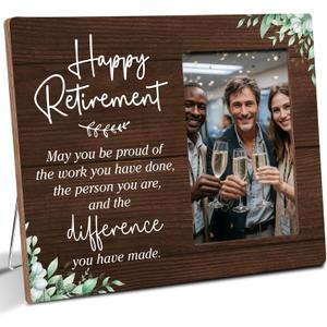 Coworkers RetirementWooden Picture Frame Gifts forRetired Colleague, Happy Retirement Coworker TeamGifts, Office Decor, Fits 4x6 Photo Frame