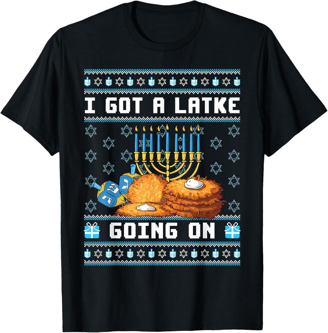 I Got A Latke Going On Funny Hanukkah Pajama Matching Family T-Shirt, Women's 2X