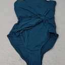 One Shoulder One Piece Swimsuit for Women Mesh Tummy Control Bathing Suit Twist Swimwear with Removable Strap Medium