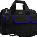 FASTECH 22 Inch Tools Bag, Waterproof Wide Mouth Tool Kit, Tools Big Bag, Heavy Duty Tool Tote Organizer With Adjustable Shoulder Strap For Men/Women (22IN Blue)