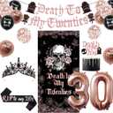 Vlipoeasn Death to My 20s Decorations for Her, Rose Gold Death to My Twenties Backdrop, Banner, Sash, Cake Topper and Balloons for 30th BirthdayDecorations, Dirty 30 Year Old Birthday Party Supplies