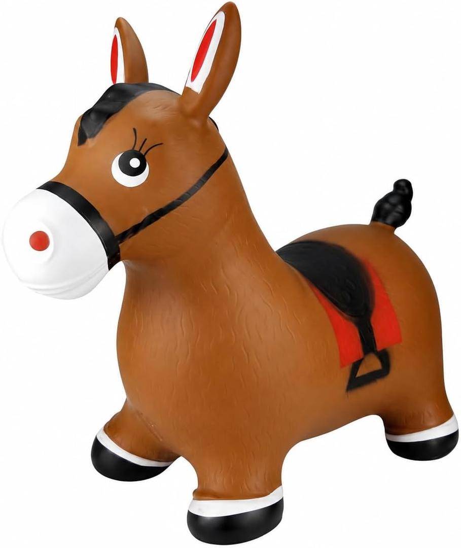 INPANY Bouncy Horse Hopper Toys, Toddlers Bouncing Farm Animals, Inflatable Jumping Hopping Horse, Ride on Rubber Bouncer for Kids, Outdoor Indoor Cool Birthday Gifts for 2 3 4 Year Old Girl Boy