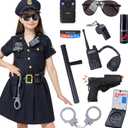 Spooktacular Creations Girl Police Costume, Toddler Police Officer Costume Set, Cop Outfit for Kids Halloween DressUp, Cosplay, Carnival, Themed Party (Small, 5-7 yrs)