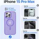 Magnetic for iPhone 15 Pro Max Case, [Compatible with MagSafe][Military-Grade Drop Protection][Anti-Yellowing] Shockproof Translucent Matte Cover for iPhone 15 Pro Max Phone Case,Light Purple