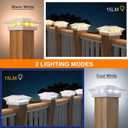 APONUO Solar Post Cap Lights 16-Pack, White IP64 Waterproof 16 LED Fence Post Solar Lights for 4x4 5x5 6x6 Wood/Vinyl Posts, 2-Mode Deck Post Lights Solar Powered, 10-Hr Lighting for Patio Yard Porch