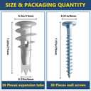 4 x 60PCS #8 Self-Drilling Drywall Anchors and Screws Kit, Heavy Duty Wall Anchors for Drywall, 30pcs 1/2 * 1-1/4 Anchors & 30pcs #8 * 1-3/8 Screws, Drywall Anchor Kit, 75LB Hanging and Mounting