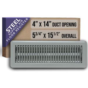 Fits 4x14 and 14x4 Duct Opening | Floor Register with Louvered Design by Handua | Heavy Duty Walkable Design with Damper | Floor Vent Grille | Easy to Adjust Air Supply Lever | Gray
