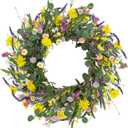LLZLL Spring Decorations for Home 22" Spring Wreath Artificial Summer Wreaths with Eucalyptus Leaf Lavender and Daisy for Easter Indoor Outdoor Home Festival Celebrations
